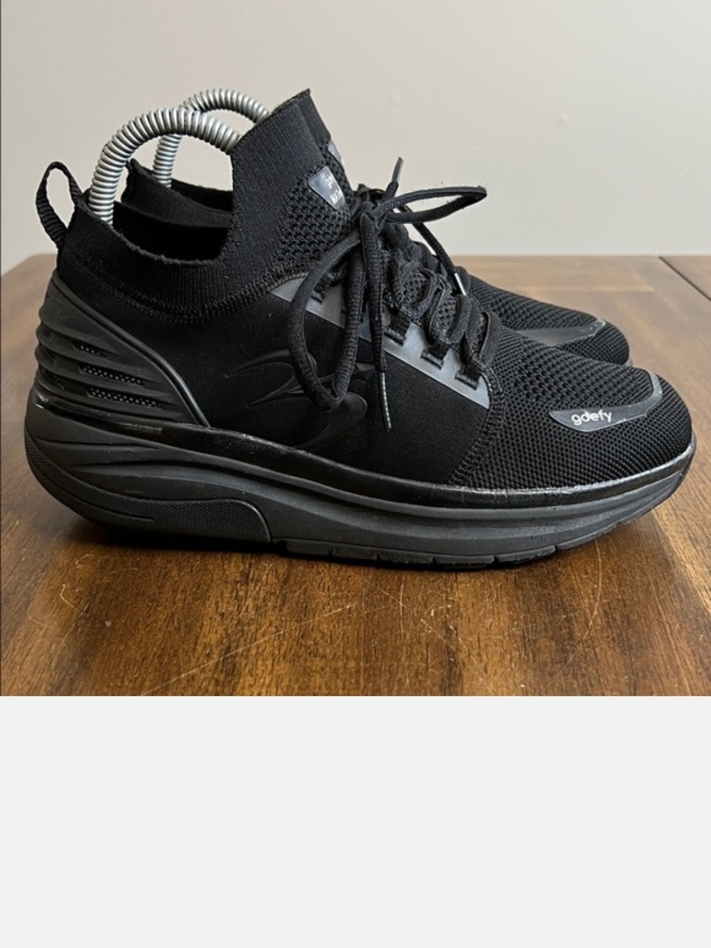Gdefy Black Knit Slip-On Athletic Sneakers for Women